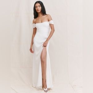 Reformation White Off-Shoulder Dress